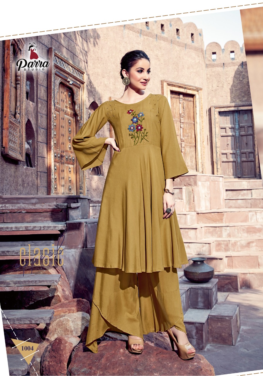 Parra Studio Present Naisaa Designers Kurtis With Plazzo Catalogue
