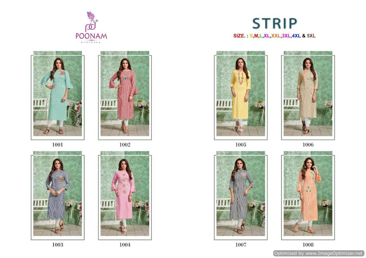 Poonam By Strip Rayon Striped Casual Wear Kurtis Catalogue