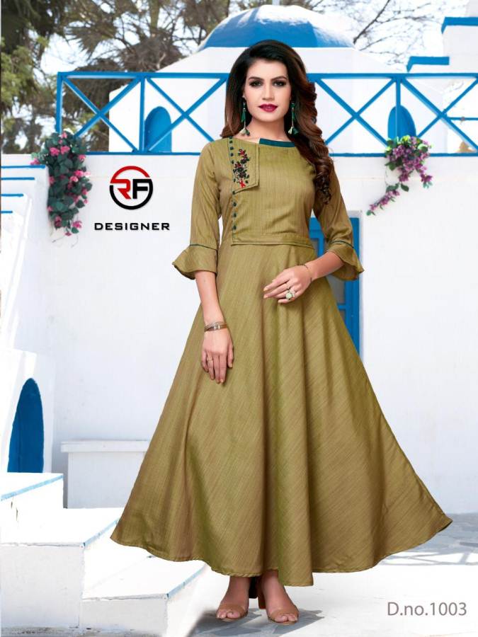 Rf By Rajwadi Vol 4 Two Tone Silk Long Gown Style Kurtis Catalogue