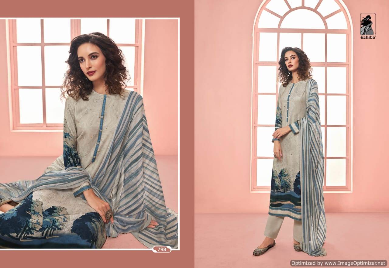 Sahiba By Meraki Heavy Digital Printed Winter Collection Of Dress Material.