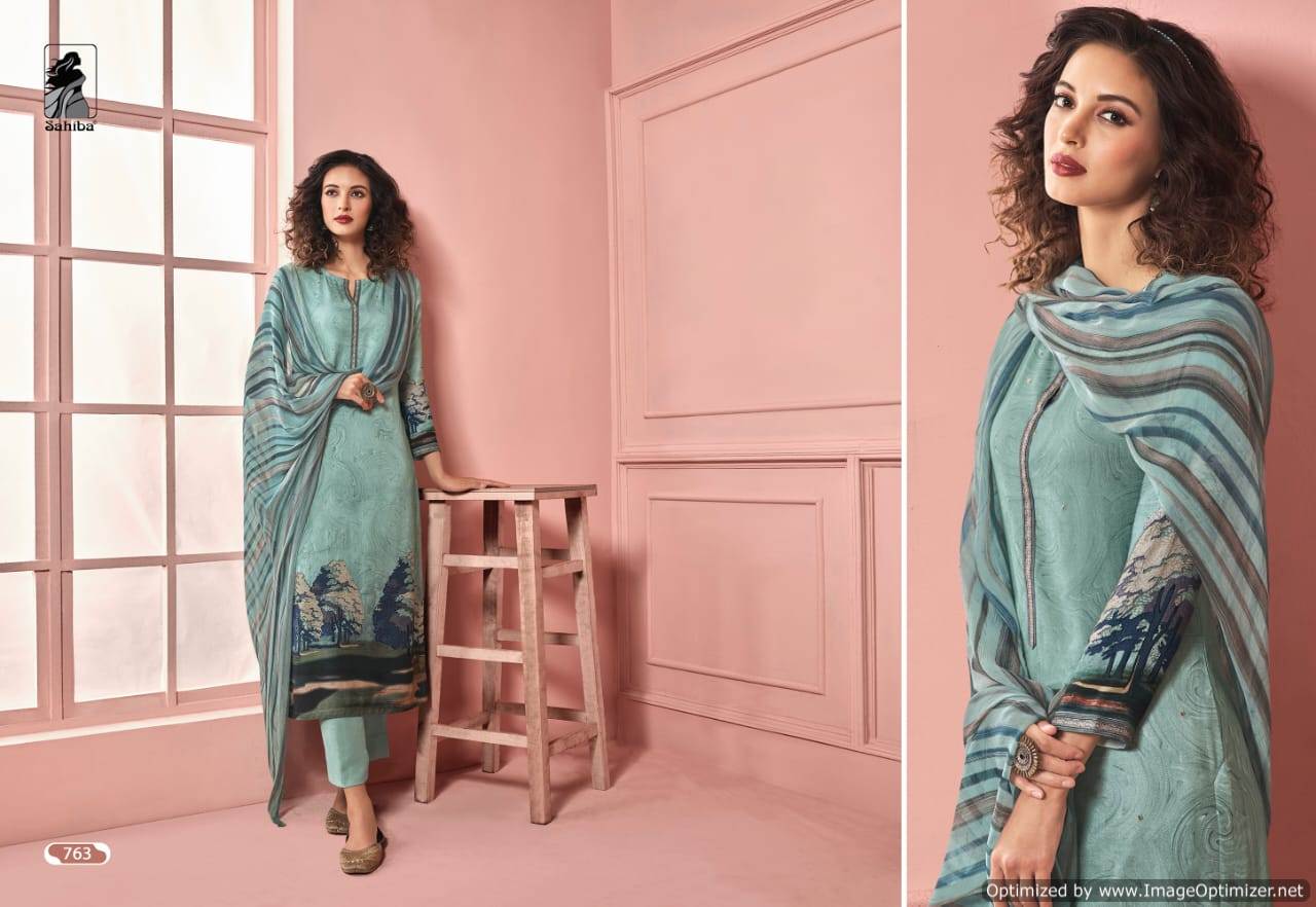 Sahiba By Meraki Heavy Digital Printed Winter Collection Of Dress Material.