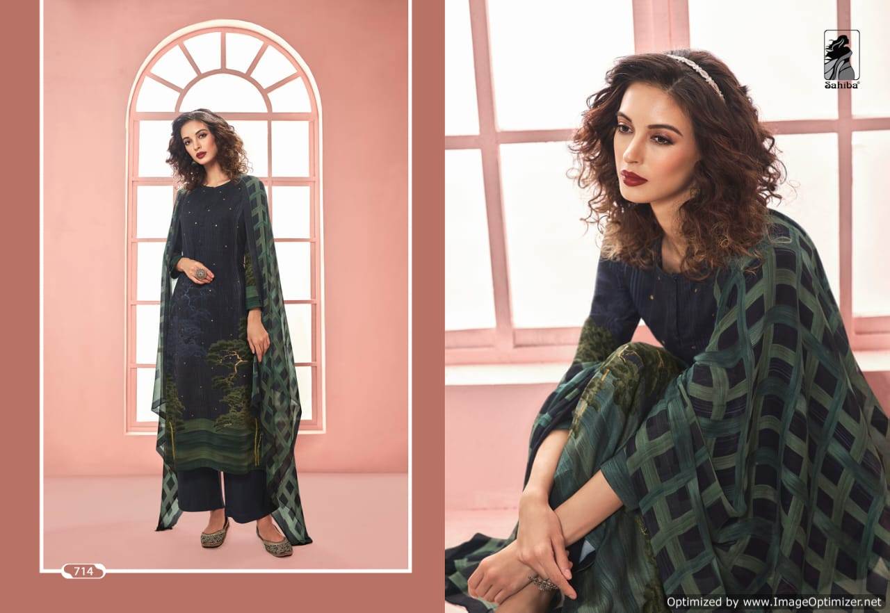 Sahiba By Meraki Heavy Digital Printed Winter Collection Of Dress Material.