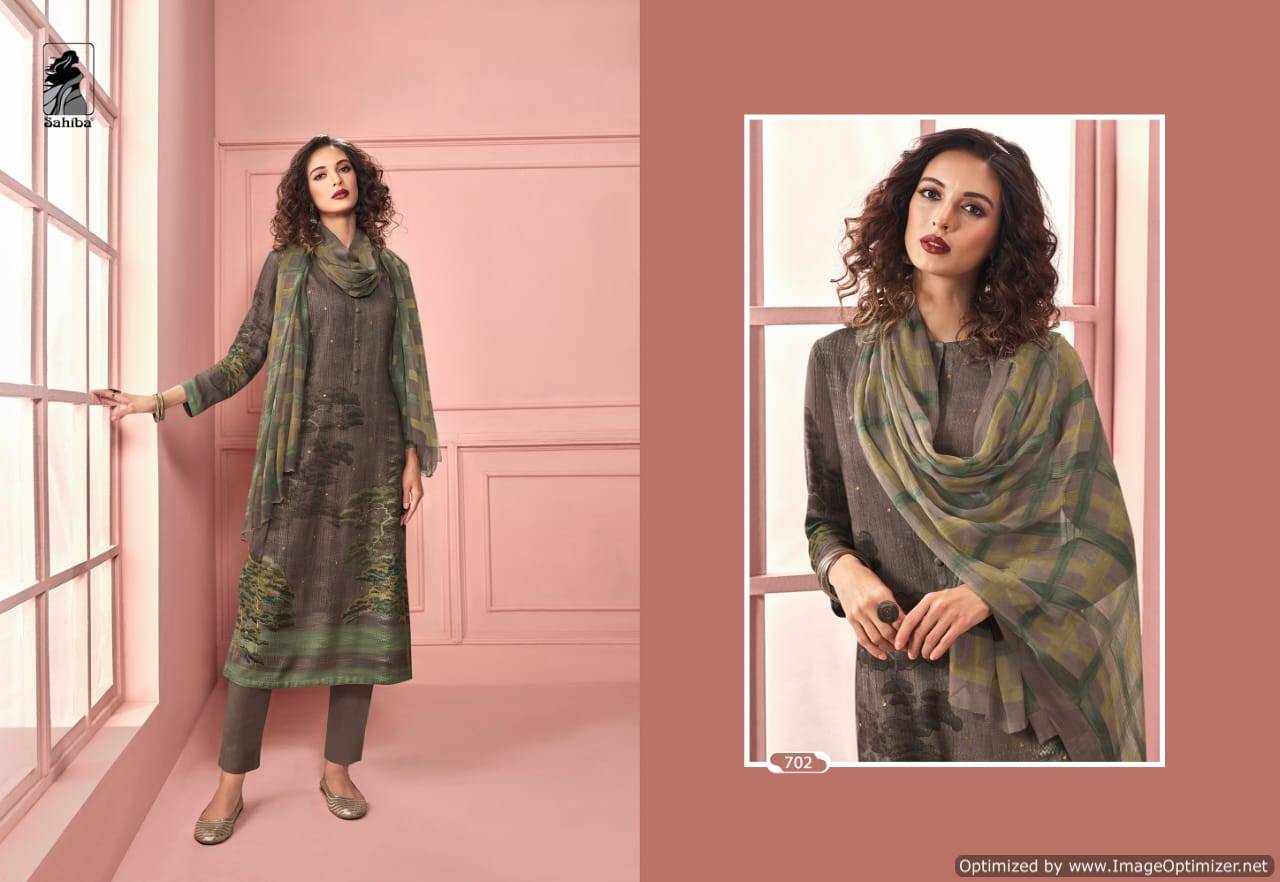 Sahiba By Meraki Heavy Digital Printed Winter Collection Of Dress Material.