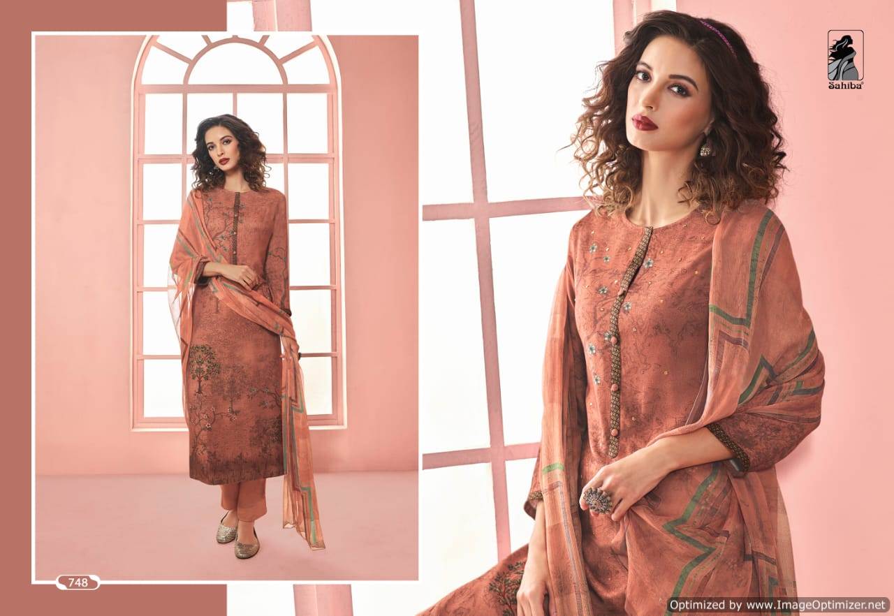 Sahiba By Meraki Heavy Digital Printed Winter Collection Of Dress Material.