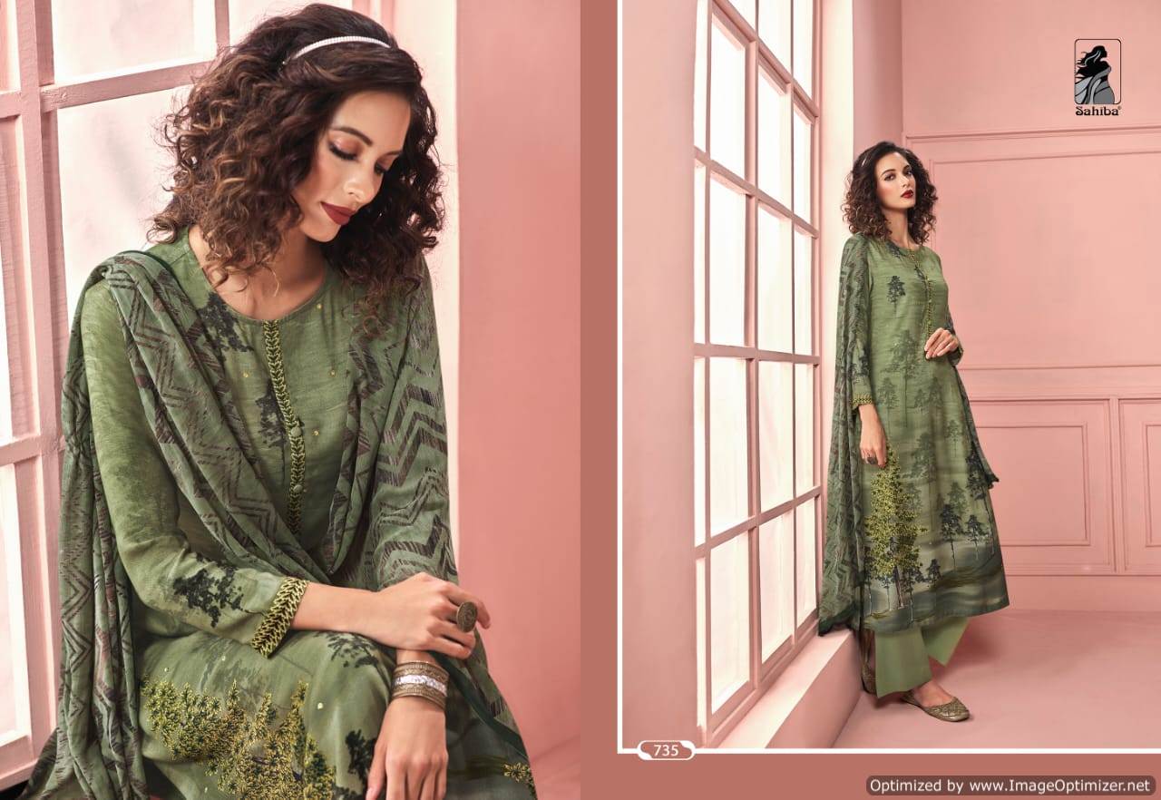 Sahiba By Meraki Heavy Digital Printed Winter Collection Of Dress Material.
