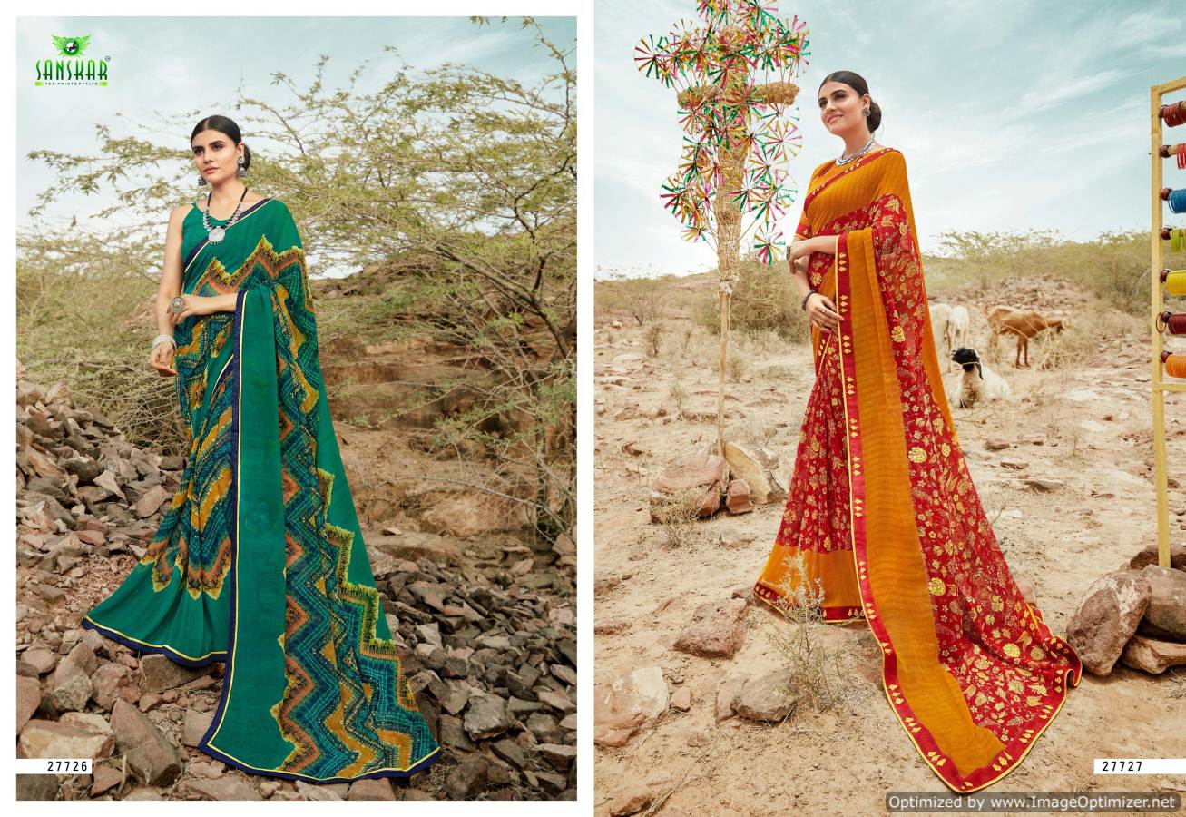 Sanskar By Chaljuthi Vol 2 Running Wear Georgette Printed Saree