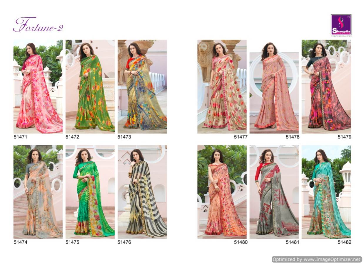 Shangrila By Fortune Vol 2 Pure Georgette Printed Saree Collection