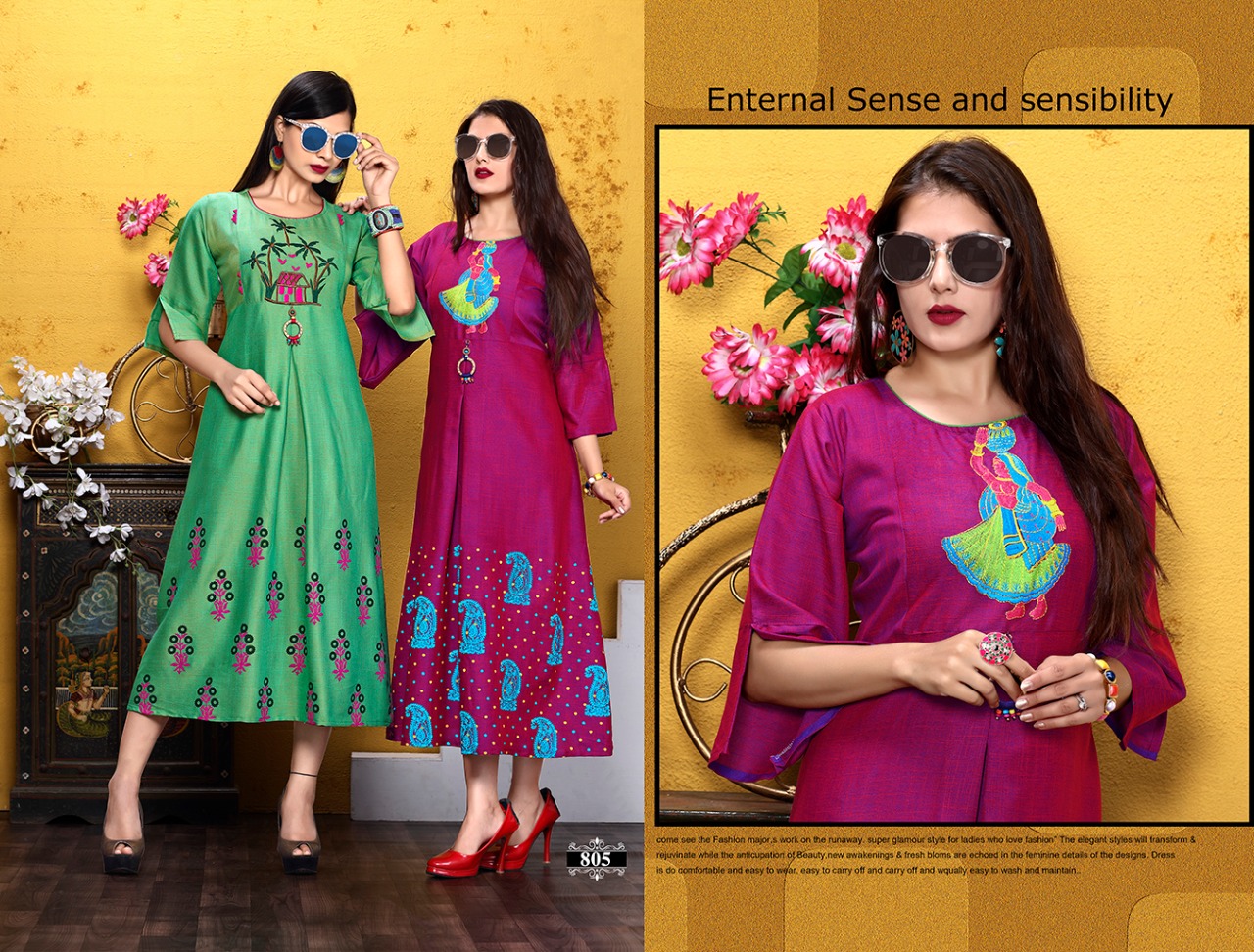 Trendy Rhythm Vol 6 Heavy Rayon Stylish Kurtis Catalogue.