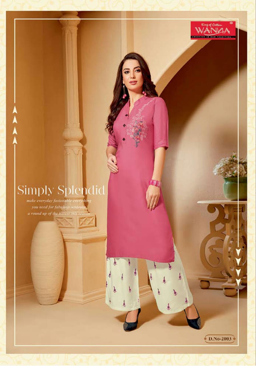Panghat Collection Womens Embroidered Rayon Kurti with Palazzo and Dupatta   Panghat Collection