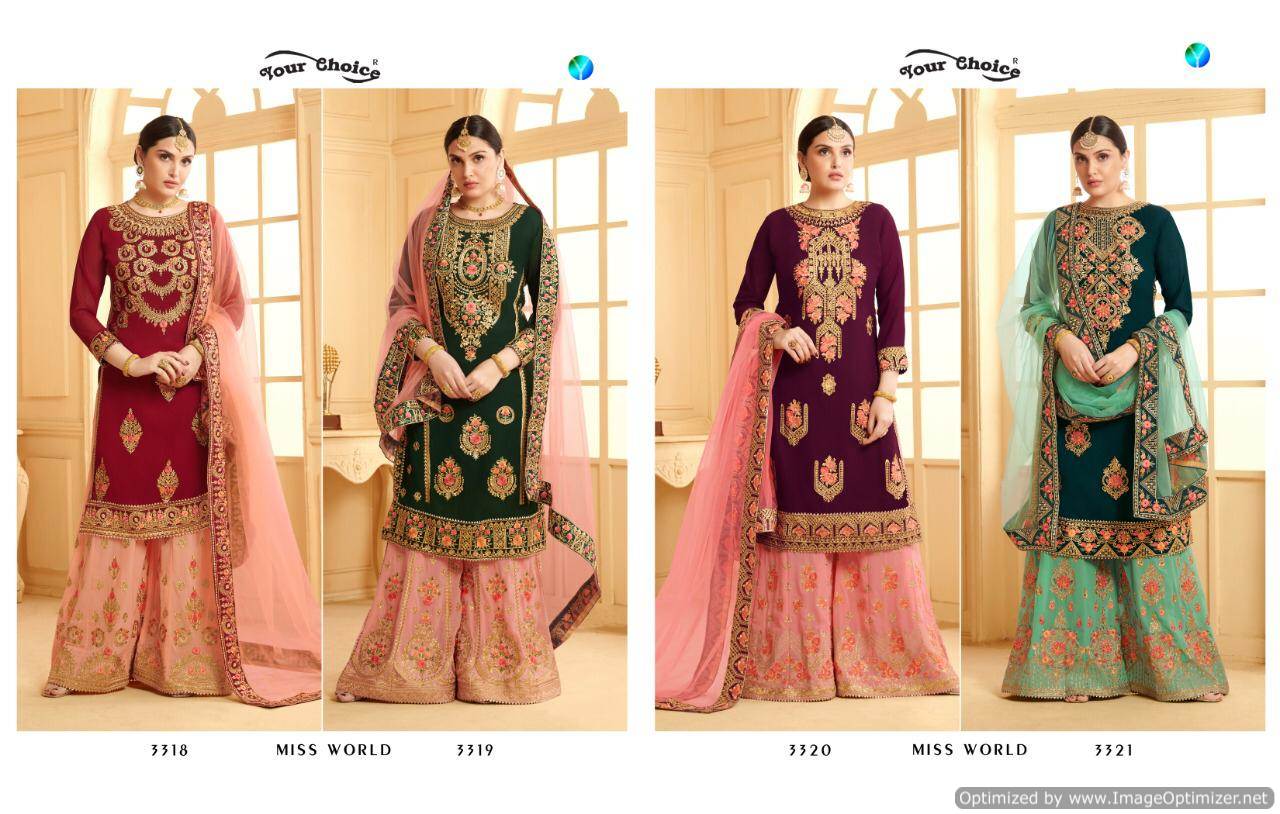 Y.c By Miss World Faux Georgette Wedding Salwar Suits