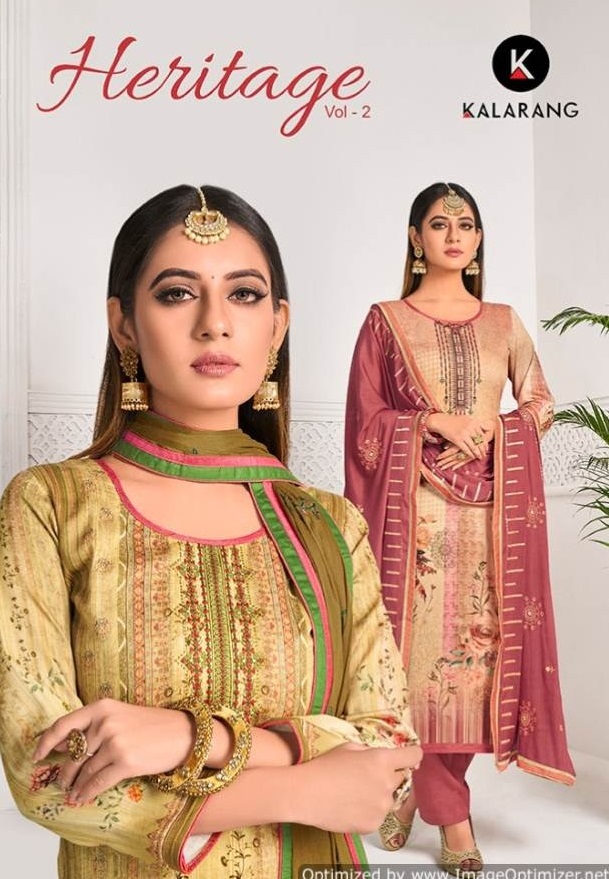 Kalarang By  Heritage  Vol 2 Jam Silk Digital Printed Dress Material Collection
