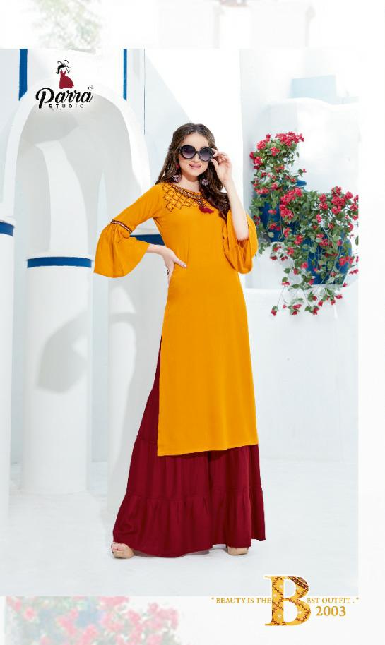 Parra Studio Present Lovely Kurtis With Sarara Catalogue