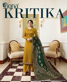Fiona Presents Kritika Jacquard Dupatta 9 Satin Georgette Embroidered Salwar Suits