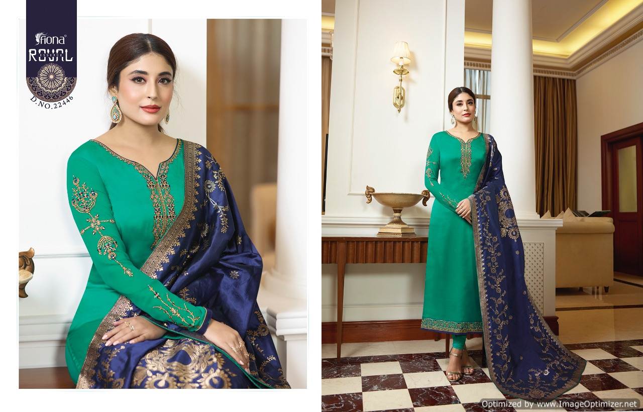Fiona Presents Kritika Jacquard Dupatta 9 Satin Georgette Embroidered Salwar Suits