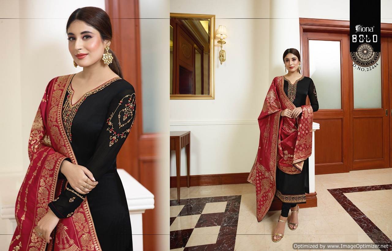 Fiona Presents Kritika Jacquard Dupatta 9 Satin Georgette Embroidered Salwar Suits