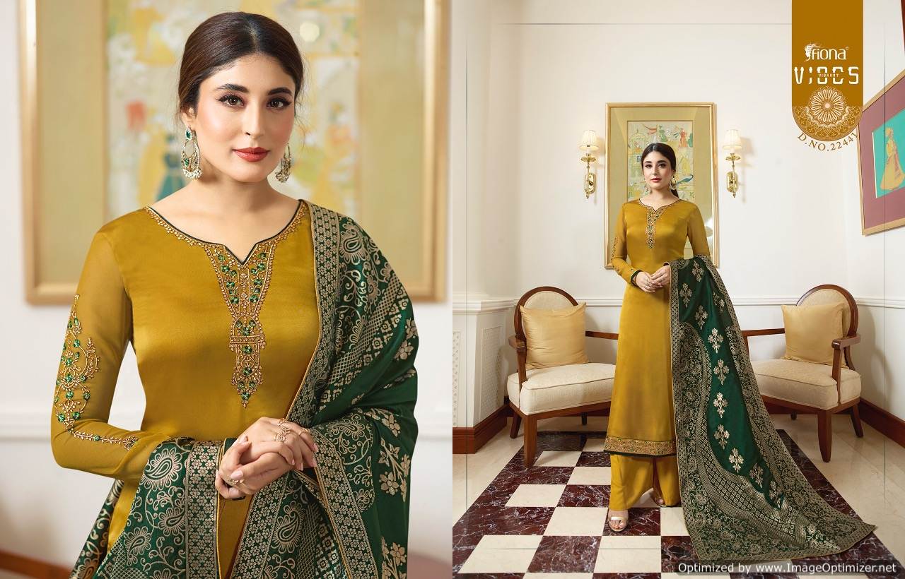 Fiona Presents Kritika Jacquard Dupatta 9 Satin Georgette Embroidered Salwar Suits