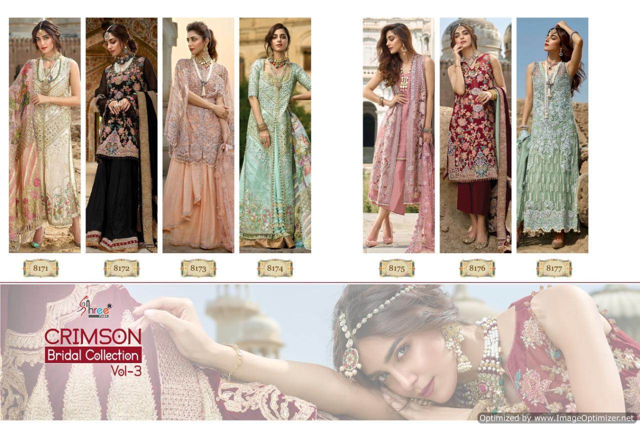 Shree Presents Crimson Bridal Collection 3 Designer Pakistani Salwar Suits