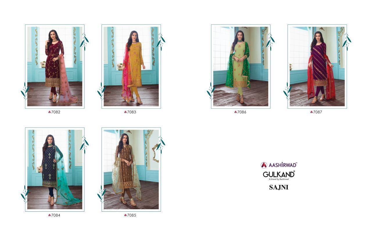 Aashirwad Presents Sajni Real Georgette Heavy Salwar Suits