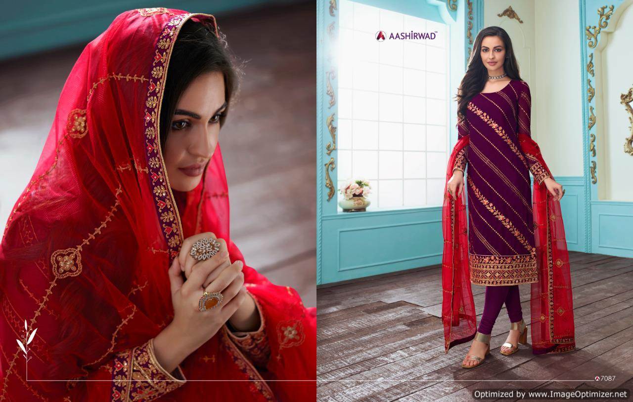 Aashirwad Presents Sajni Real Georgette Heavy Salwar Suits