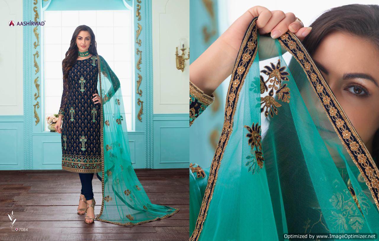 Aashirwad Presents Sajni Real Georgette Heavy Salwar Suits