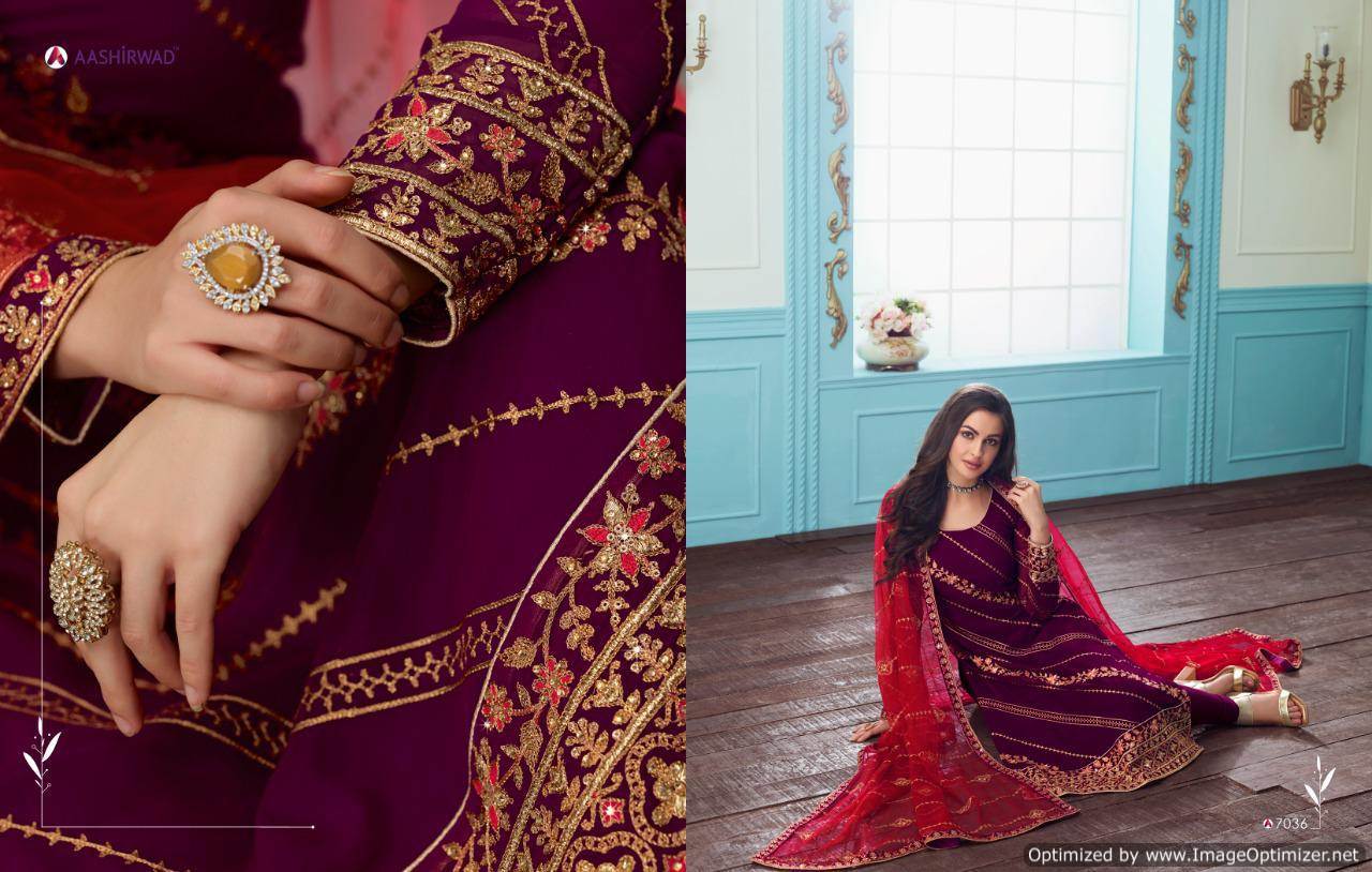 Aashirwad Presents Sajni Real Georgette Heavy Salwar Suits