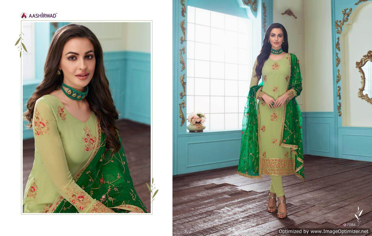 Aashirwad Presents Sajni Real Georgette Heavy Salwar Suits