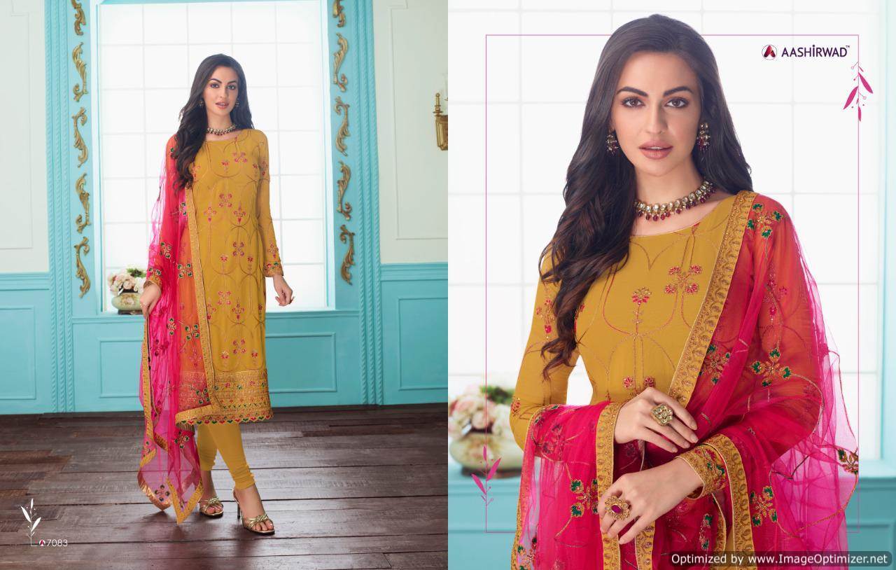 Aashirwad Presents Sajni Real Georgette Heavy Salwar Suits
