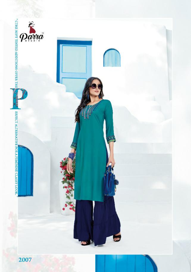 Parra Studio Present Lovely Kurtis With Sarara Catalogue