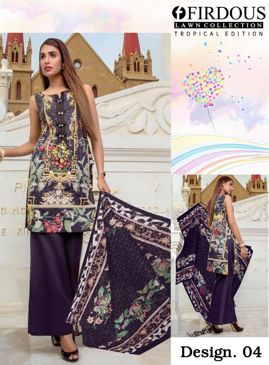 Firdous Tropical Lawn Collection Karachi Dress Material