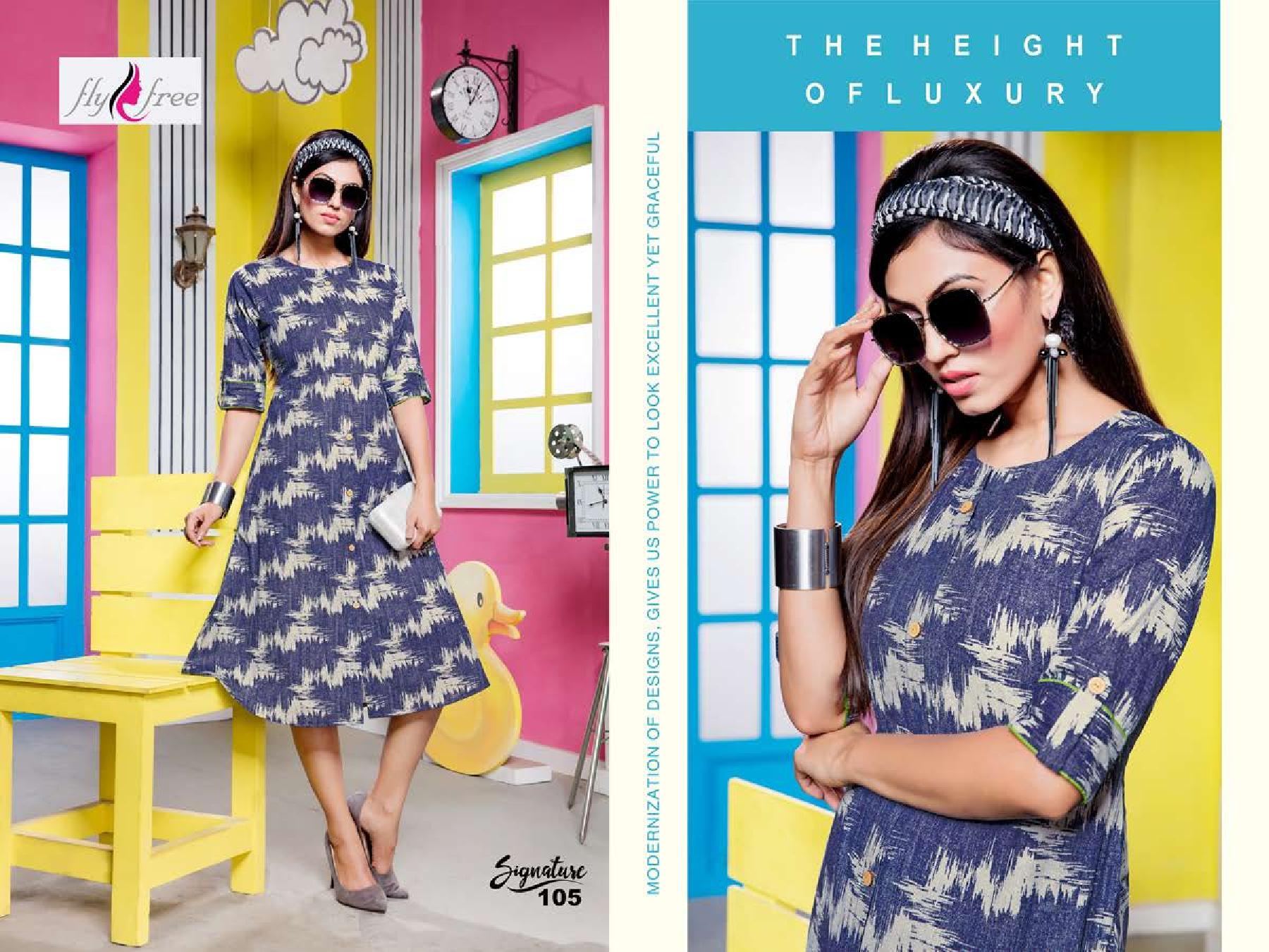 Fly Free By Signature Printed Denim Kurtis Catalogue