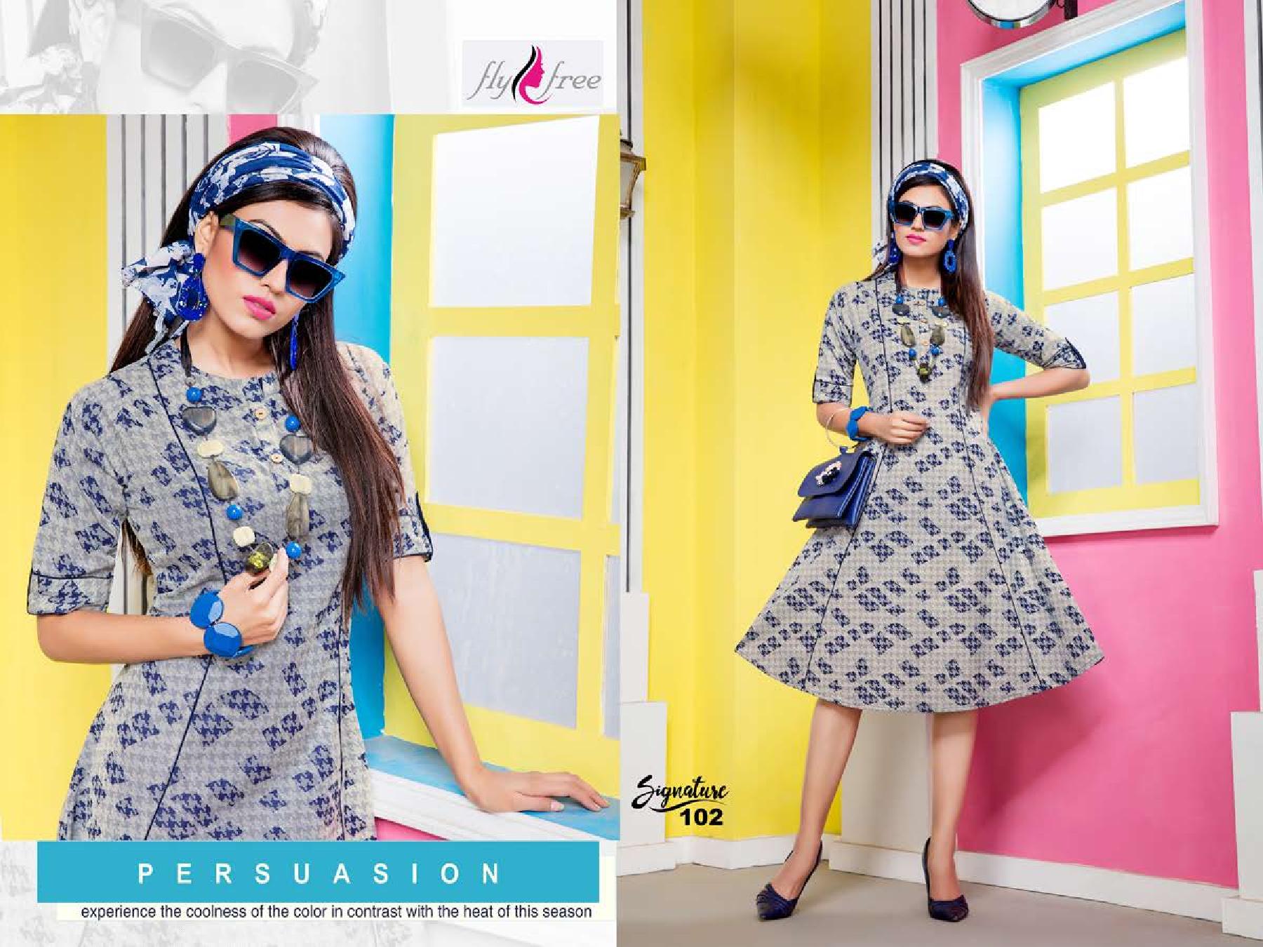 Fly Free By Signature Printed Denim Kurtis Catalogue