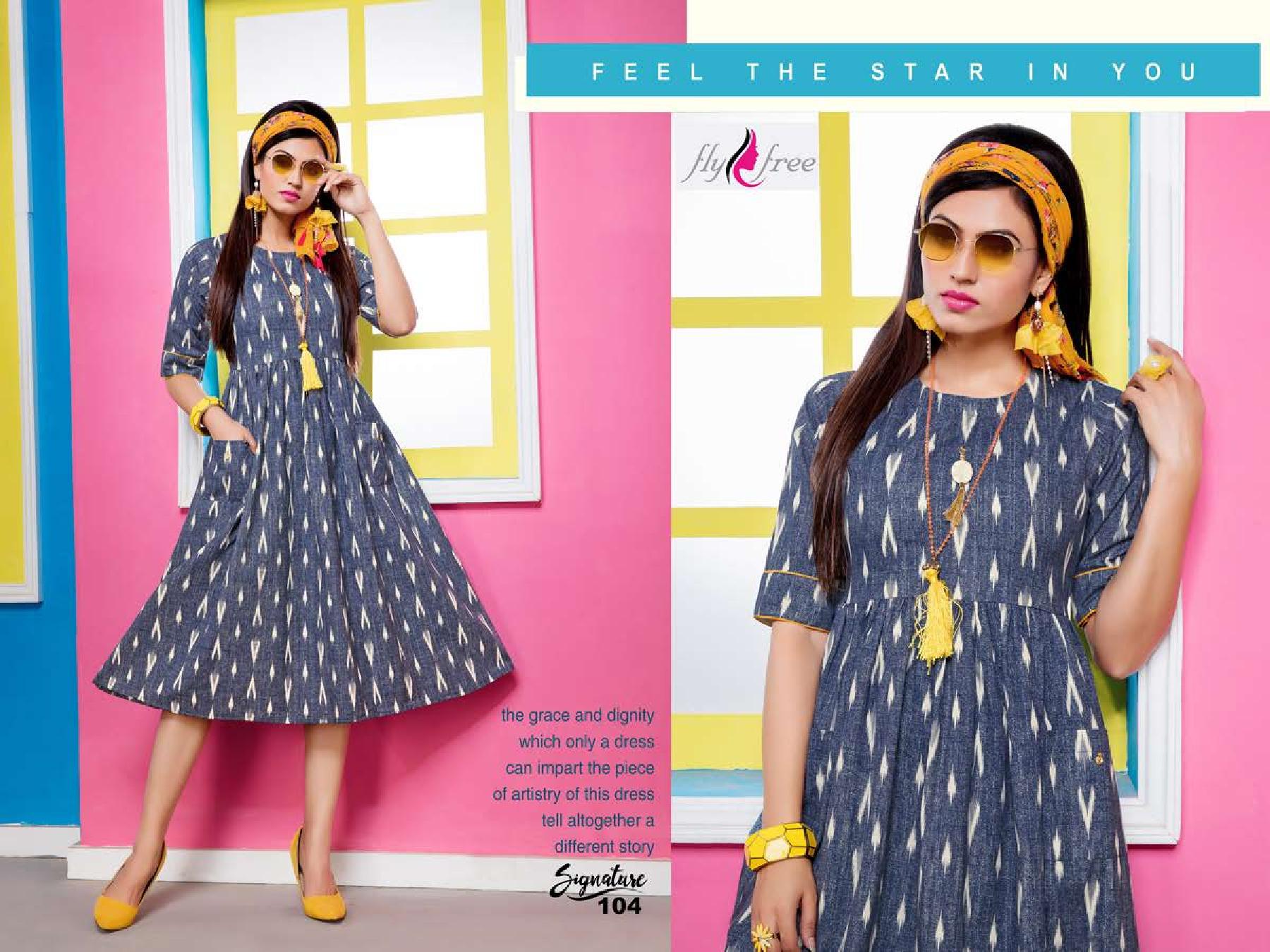 Fly Free By Signature Printed Denim Kurtis Catalogue