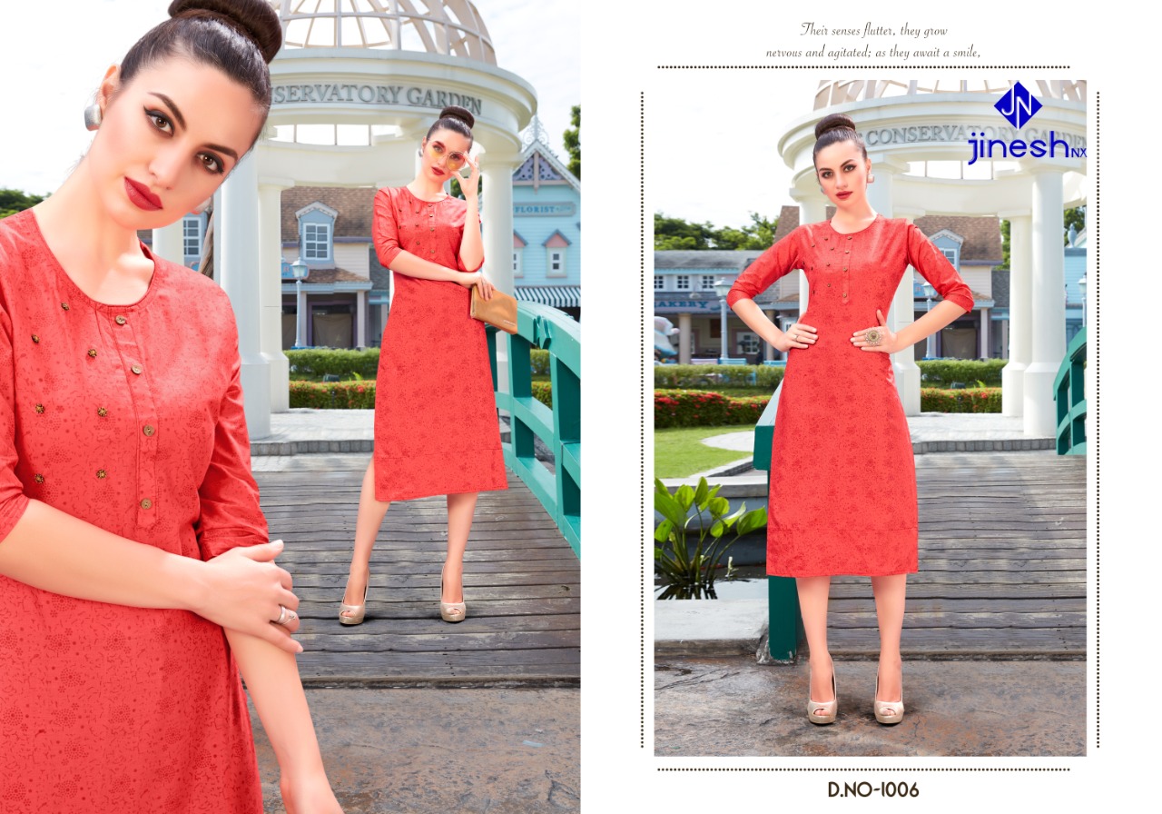 Jinesh Nx Present Essence Vol 4 Casual Wear Kurtis Collection.