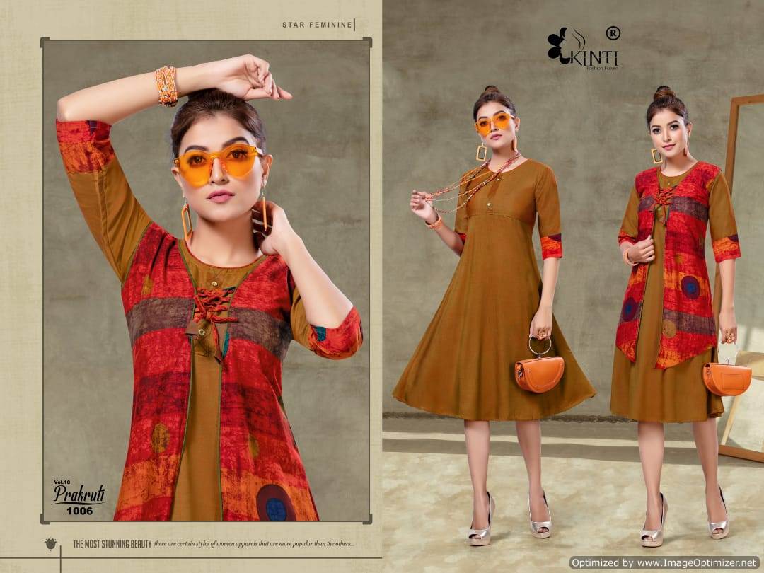 Kinti  By Prakruti  Vol 10 Heavy Rayon Printed Kurti