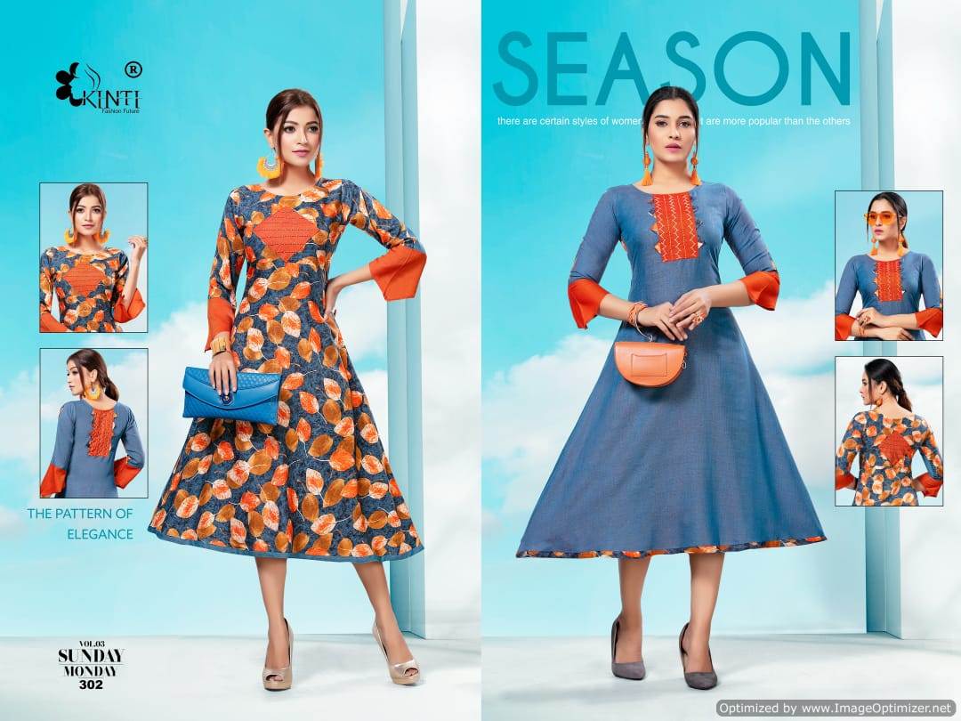 Kinti  By Sunday Monday Vol 3 Collection. 2 In 1 Kurti