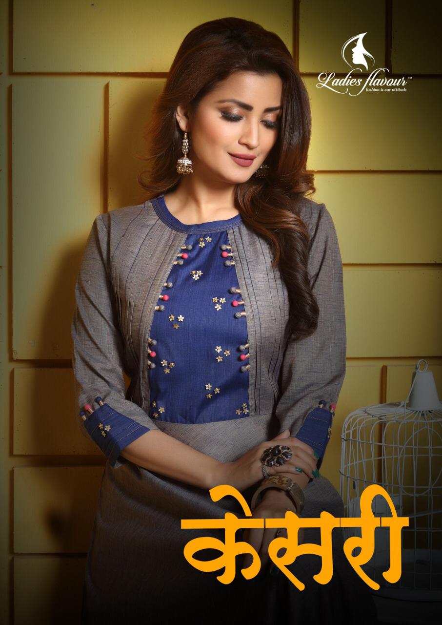 Ladies Flavour Present Kesari Gown Types Party Wear Kurtis Collection.