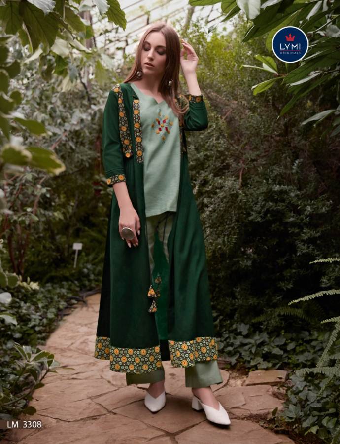 Lymi Present Genesis Heavy Rayon Shrug Style Kurti With Bottom