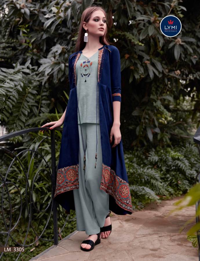 Lymi Present Genesis Heavy Rayon Shrug Style Kurti With Bottom