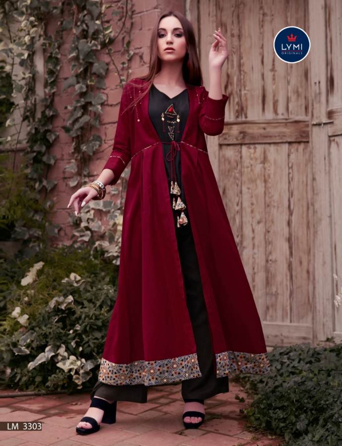 Lymi Present Genesis Heavy Rayon Shrug Style Kurti With Bottom