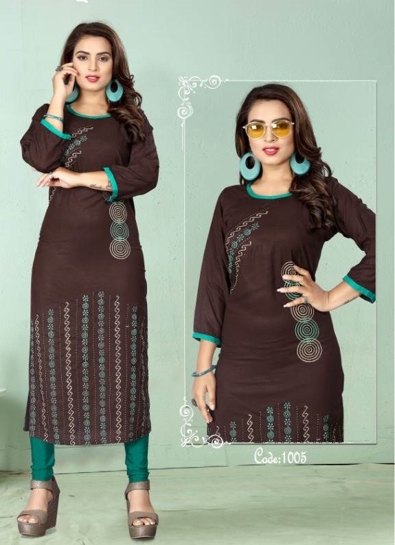 Poorvi  By Culture 1 Heavy Rayon Hand Worked Kurti Collection