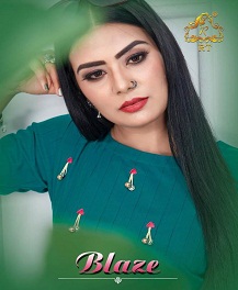 Rt   Present  Blaze Rayon Plain Running Wear Kurti Collection