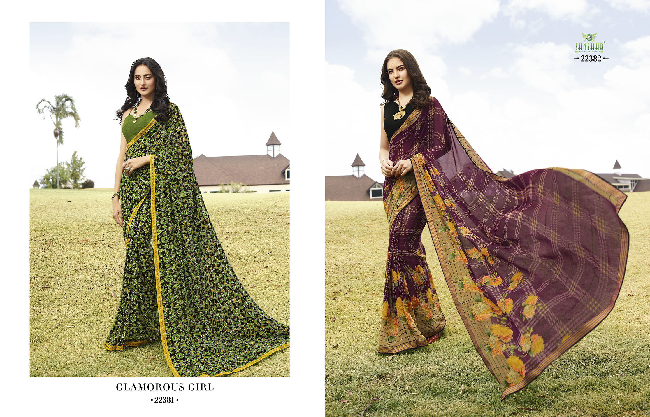 Sanskar Present   Shree 5 Printed Georgette Running Wear Saree Collection