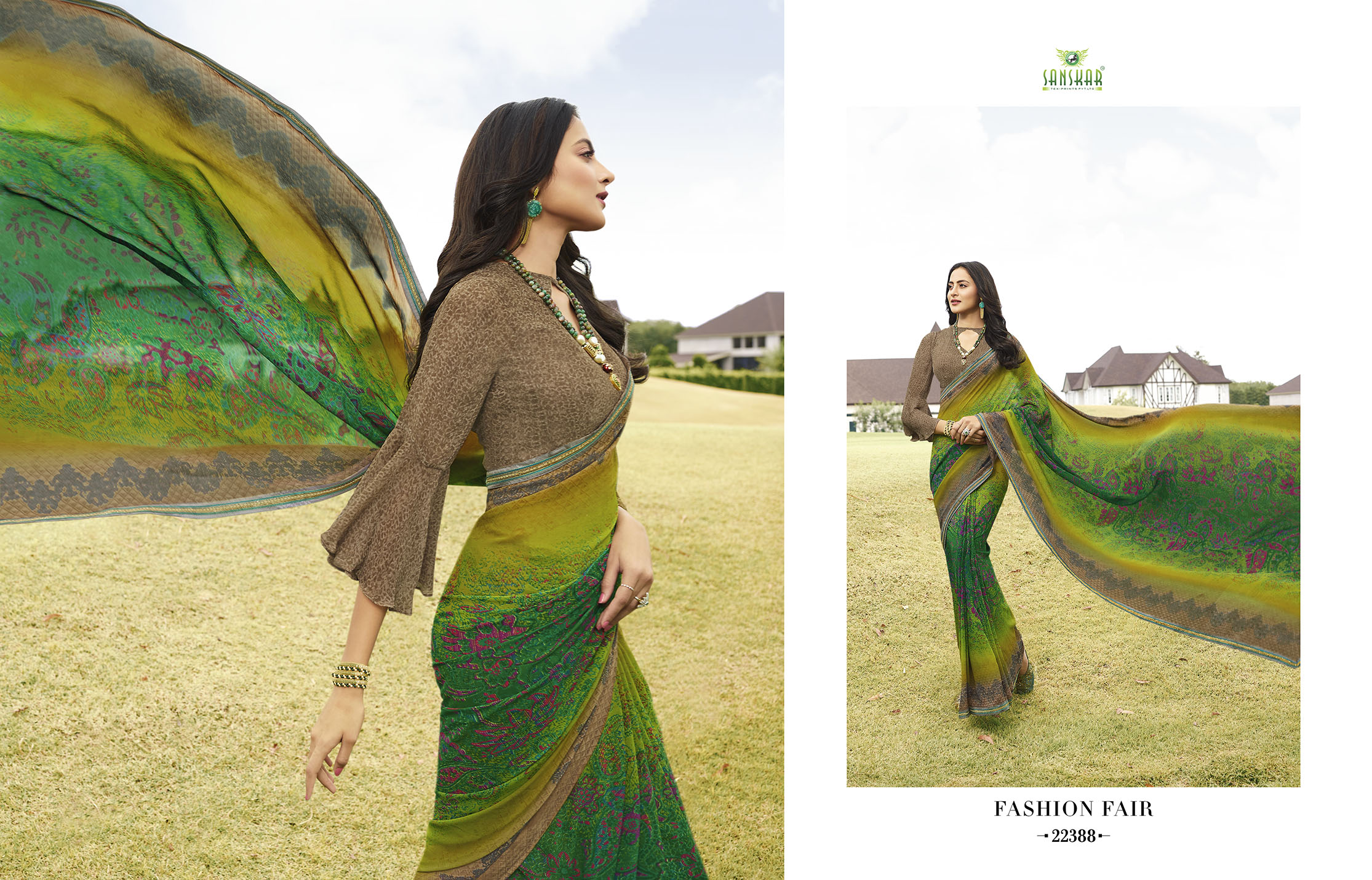 Sanskar Present   Shree 5 Printed Georgette Running Wear Saree Collection