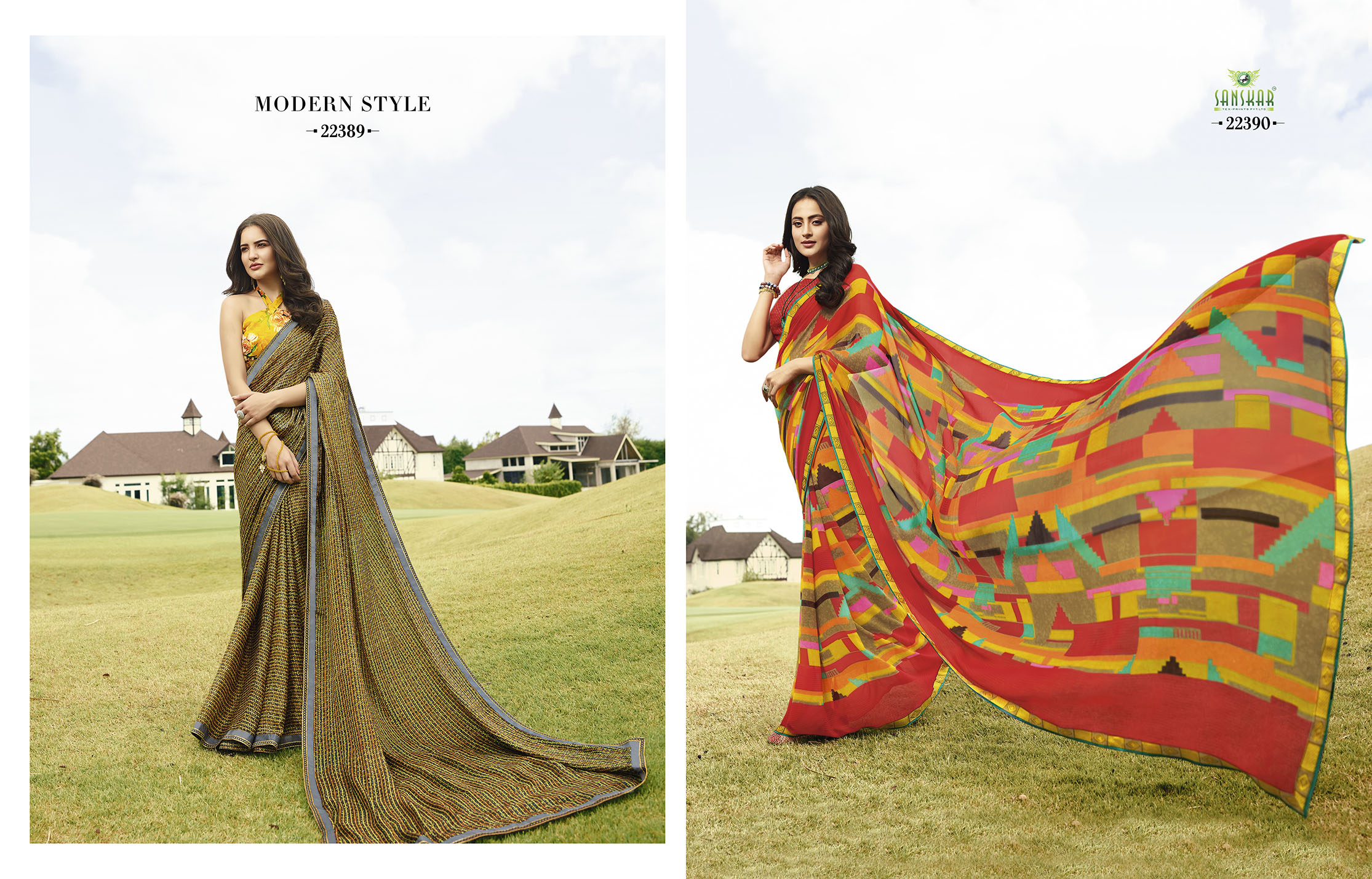 Sanskar Present   Shree 5 Printed Georgette Running Wear Saree Collection