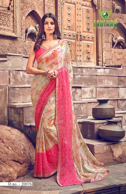 Sanskar  By Nynan  Vol 5 Running Wear Georgette Worked Saree