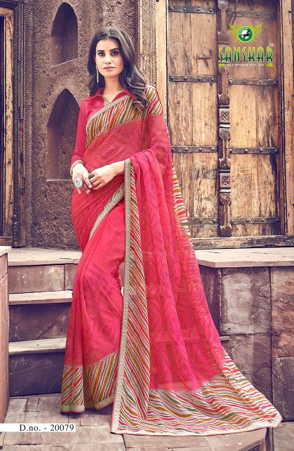 Sanskar  By Nynan  Vol 5 Running Wear Georgette Worked Saree