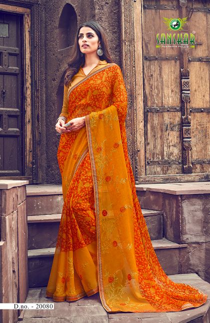 Sanskar  By Nynan  Vol 5 Running Wear Georgette Worked Saree