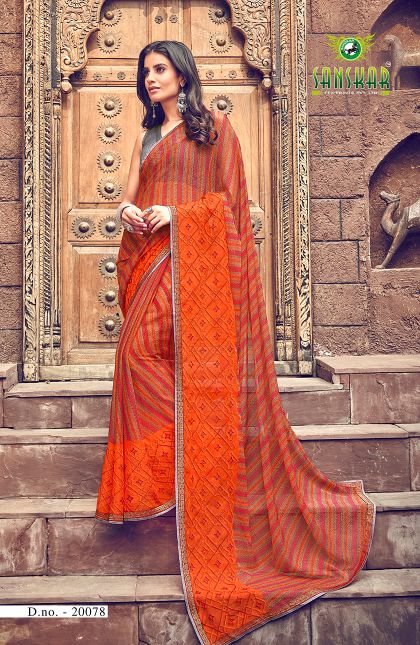Sanskar  By Nynan  Vol 5 Running Wear Georgette Worked Saree