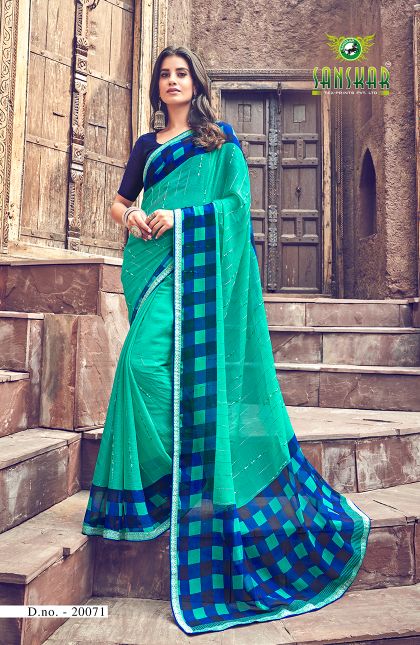 Sanskar  By Nynan  Vol 5 Running Wear Georgette Worked Saree