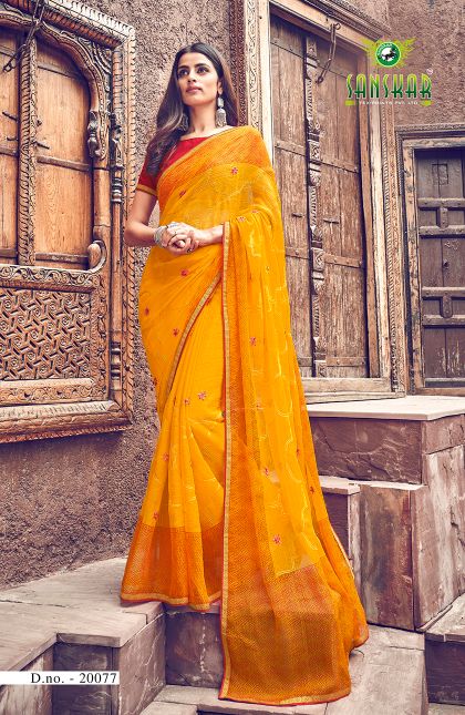 Sanskar  By Nynan  Vol 5 Running Wear Georgette Worked Saree